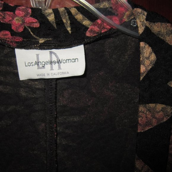 LA Los Angeles Woman Plus 2X Open Slinky Stretch Textured Floral Jacket Cardigan - Picture 3 of 3